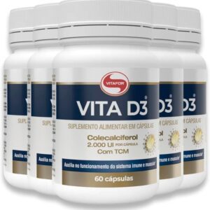 61WrTA1b7L._AC_SL1062_.jpg Kit 5 Vita D3 Vitamina D 60 Cápsulas Vitafor-radardasaude