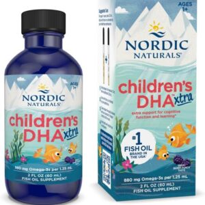 61t3h-MX3EL._AC_SL1000_.jpg Nordic Naturals DHA Xtra Infantil, Baga Punch - 880 Mg Omega-3 Total Com EPA E DHA - Aprendizagem, Desenvolvimento Social - Não-OGM - 48 Porções 2 Fl Oz (Pacote De 1)