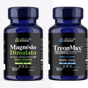 61tOxzAH9L._AC_SL1200_.jpg Combo Magnesio Treonato 60 Cápsulas e Magnesio Dimalato 60 Cápsulas, Original-radardasaude