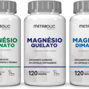 61v29j0DdaL._AC_SL1200_.jpg Kit Magnesio Treonato + Dimalato + Quelato Bisglicinato 500Mg 120 Cápsulas - Metabolic Farma-radardasaude