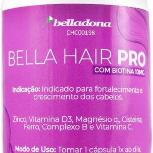 Belladona Hair Pro 60 cápsulas - com Biotina 10mg-radardasaude
