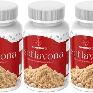 61xXUjKKsvL._AC_SL1000_.jpg Greenora - Isoflavona 60 Cápsulas – Suplemento Natural para Equilíbrio Hormonal Feminino, Alívio dos Sintomas da Menopausa e TPM, Rico em Isoflavonas da Soja, Vegano e Sem Glúten (Kit 3)