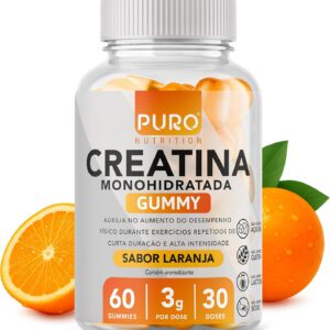 715bhuNZJvL._AC_SL1500_.jpg Creatina Gummy Puro Nutrition - 60 Gummies (30 doses) - 3g de Creatina Monohidratada Por Dose - Sabor Laranja - Zero Açúcar