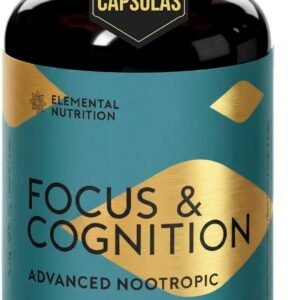 71Adee1MQYL._AC_SL1500_.jpg Vitamina para Foco e Cognição, Elemental Nutrition, Focus & Cognition, Complexo B, Fosfatidilserina, Taurina e Magnésio, sem cafeína – 60 Cápsulas