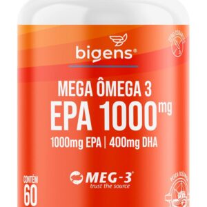 71PT1X1Y-NL._AC_SL1500_.jpg Mega Omega 3, EPA 1000mg + DHA 400mg, Certificado Meg-3, 60 cápsulas, Bigens (Unidade, Sem Vitamina E)