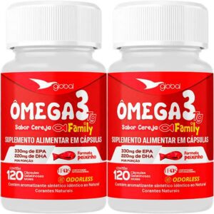 Kit 2 Ômega 3 Peixinho 33 EPA 22 DHA Family Global Suplementos 120 Cápsulas