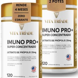 Imunidade Concentrado com Vitamina D3, C, Zinco, Selênio e Própolis Verde – IMUNO PRO+ Vita Tríade – 240 Cápsulas kit 2x-radardasaude