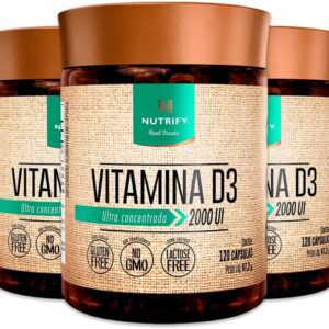 71yrOqcvcOL._AC_SL1200_.jpg Kit 3 Vitamina D3 2000UI 120 Cápsulas Nutrify-radardasaude