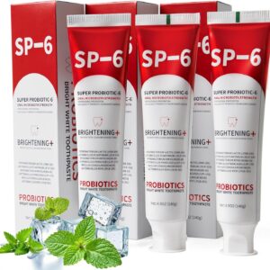 Pasta de dente probiótica SP-6, creme dental probiótico SP-6, fórmula aprimorada com 6 probióticos para clareamento/clareamento dos dentes, seguro para esmalte, sem flúor, sabor menta fresca, 140 ml-radardasaude