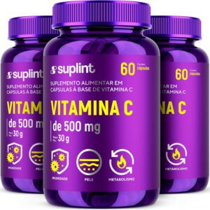Vitamina C 1000 mg por Dia (2 Cápsulas) | Suplemento Vitamínico | Cápsulas Veganas, Sem Glúten e Não Transgênico – 60 Cápsulas (3 Pack)-radardasaude