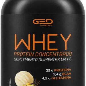 51E61CBou-L._AC_SL1000_.jpg Whey Protein Concentrado 900 g - Auxília no Ganho de Massa Muscular e Hipertrofia - GED Nutrition (Baunilha)-radardasaude