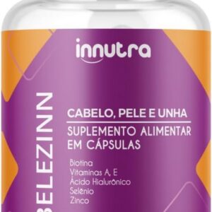 Belezinn, Polivitamínico, Multivitaminico para Cabelo, Pele e Unhas, Biotina, Ácido Hialurônico, Vitaminas, Cromo, 60 cápsulas, Innutra-radardasaude