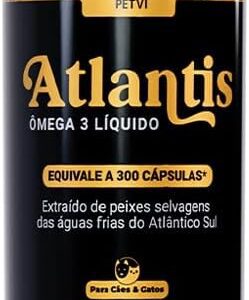 Atlantis | Ômega 3 Líquido para Cães e Gatos | Pele, Pelos e Saúde do Coração | 300ml | Mix de Peixes Selvagens | 100% Natural e Formulado por Veterinários – PETVI