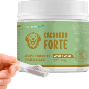 Suplemento Cachorro Forte Vovô e Vovó 250g | Fortalece Ossos, Articulações e Imunidade Canina | Reduz Queda de Pelos, Melhora Digestão e Aumenta a Energia | Desenvolvidos por Veterinários | VeterinUp