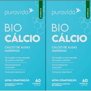 2x Bio Cálcio Marinho +vitamina D3 + K2 60caps Puravida-radardasaude