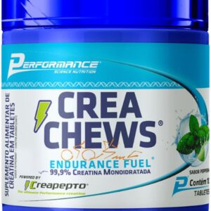 Creatina Monoidratada em Tabletes Mastigáveis – Crea Chews 100 Tabletes - Perfomance (100 Tabs, Peppermint)