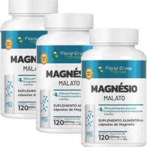 61Bzeygp2NL._AC_SL1350_.jpg Magnésio Malato 600mg 120 Cápsulas Floral Ervas – Kit com 3 Unidades