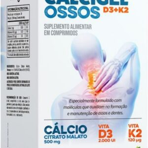 61DZHToitcL._AC_SL1200_.jpg Katiguá Calcigel Ossos, citrato de malato + vitamina D3 + vitamina K2, 30 Comprimidos, 15 Doses-radardasaude