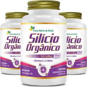 61JOxmG6mbL._AC_SL1000_.jpg Kit Silício SiliciuMax® com Vitaminas A, C, E + Biotina 300mg 3x 60 Capsulas - Flora Nativa-radardasaude
