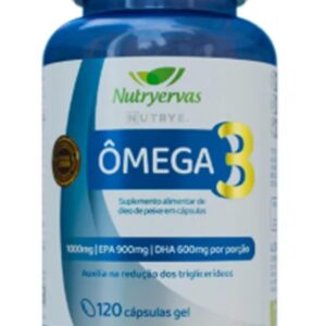 Nutryervas Ômega 3, 1000mg, EPA 900mg e DHA 600mg, 120 Cápsulas Gel, Suporte para Coração, Cérebro e Visão