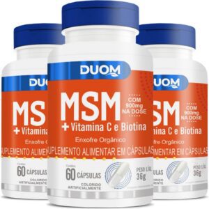 61KKxmrwS6L._AC_SL1204_.jpg COMBO 3 MSM ENXOFRE ORGANICO 900MG + VITAMINA C BIOTINA 60 CAPS CADA TOTAL 180 CAPS - DUOM-radardasaude