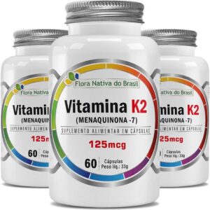 61MteJmDzCL._AC_SL1000_.jpg Kit 3x Vitamina K2 (Menaquinona - 7) 125mcg 60 Capsulas - Flora Nativa-radardasaude