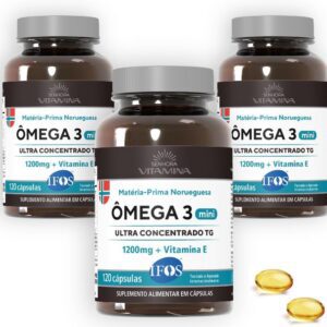 61Q79HtOvtL._AC_SL1000_.jpg Ômega 3 da Noruega Ultra Concentrado TG Certificado IFOS Mini Cápsulas 1.200mg EPA + DHA Fácil de Engolir (3 potes)(360 cápsulas)