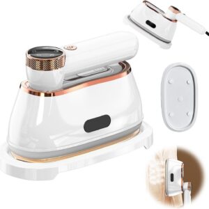 61kc3ebPEZL._AC_SL1500_.jpg Ferro a vapor portátil 2 em 1,1200W,5 Modos, reservatório de água de 180 ml, base de cerâmica, aquecimento rápido, desamassamento eficaz, ideal para uso doméstico, em dormitórios e em viagens-radardasaude