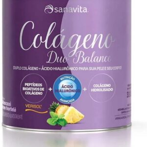 Sanavita - Colágeno com Ácido Hialurônico - Duo Balance - Sabor Abacaxi com Hortelã - 330g-radardasaude
