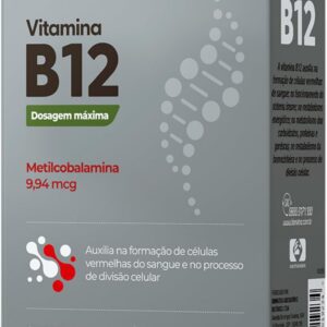 713Pdh5FD7L._AC_SL1500_.jpg Bionatus, Vitamina B12, Suplemento alimentar, Metilcobalamina 9,94mg, 30 cápsulas • 30 doses, Cinza