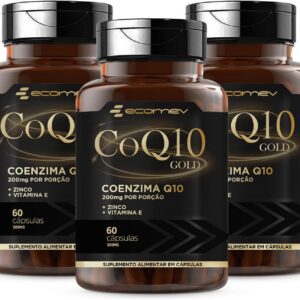 71A30dwBhuL._AC_SL1500_.jpg 3Un CoQ10 Gold 200Mg De Coenzima Q10 Pura + Vitamina E + Zinco 60 Cáps - Ecomev-radardasaude