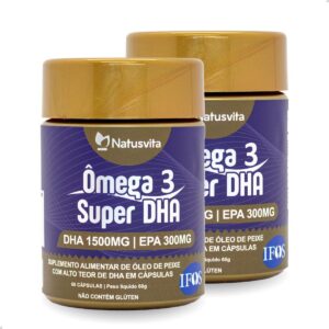 Kit 2und. 120 cáps Ômega 3 SUPER DHA 1.500mg Selo IFOS-radardasaude