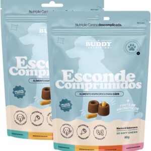 51UNCec7dxL._AC_SL1000_.jpg Kit 2x Esconde Comprimidos - Buddy Nutrition, Petisco Macio com Probióticos para Cães, Proteína Suína, Vitamina E, Óleo de Coco-radardasaude