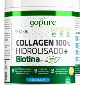 51se7M1oFL._AC_SL1000_.jpg GoPure Collagen (Colágeno) Hidrolisado 300g com Biotina e Vitaminas – Tripla Ação – Suplemento Alimentar em Pó – Sem Sabor-radardasaude