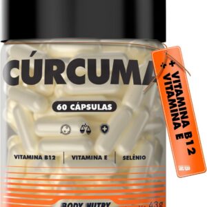 Cúrcuma Longa Curcumina 130mg Extrato de Rizomas Rende 60 Doses Altamento Concentrado Vitamina B12 + Vitamin E e Selenio 60 Cápsulas Suplemento 100% Natural Importado - Body Nutry