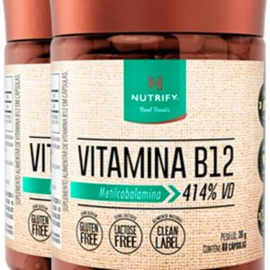 Kit 2 Vitamina B12 Metilcobalamina Nutrify 60 Cápsulas-radardasaude