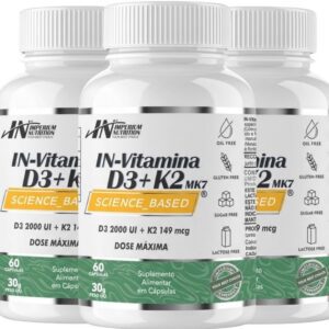 Combo 3X Vitamina D3 + K2 (IN-Vitamina D3 + K2 180 Cápsulas) Imperium Nutrition-radardasaude
