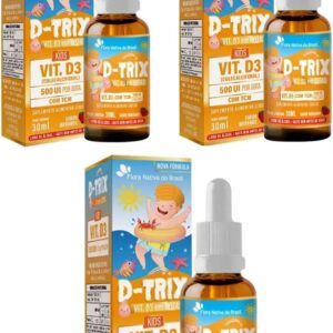 71uqtnra9pL._AC_SL1500_.jpg KIT 3X D-TRIX (Vitamina D3 infantil) 30ml - Flora Nativa Sabor:Morango-radardasaude