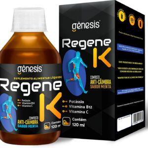 Regene K 120ml suplemento Alimentar de Potássio, Vit C e Vit B12 (composto anti-caimbra) Sabor Menta
